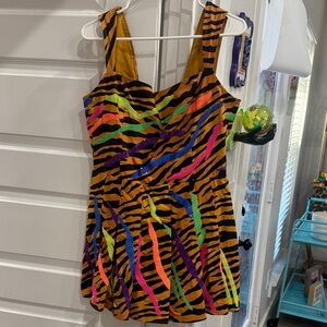 QUEEN OF SPARKLES Multicolor Zebra Backless Dress